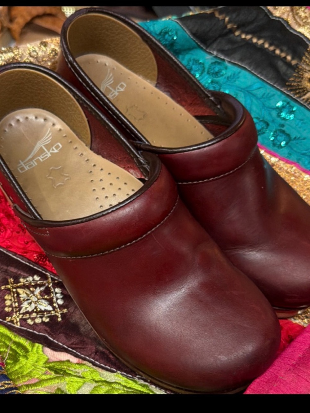 Dansko Women's Burgundy Leather Clogs size 6.5 - 7